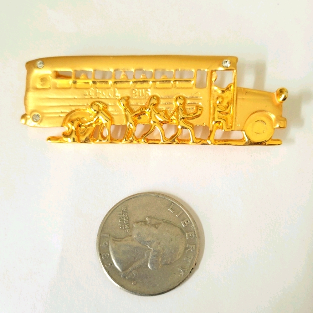 Vintage Danecraft signed school bus brooch